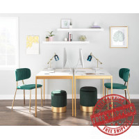 Lumisource CH-BOUTON AUVGN2 Bouton Contemporary/Glam Chair in Gold Metal and Green Velvet - Set of 2
